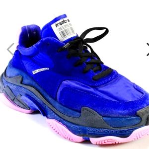 Balenciaga Womens Purple Pink Suede Lace Up Athletic Sneaker Shoes 8